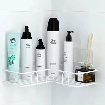 Wall Mounted Bathroom Shelf – Metal Storage Rack with Drain Design