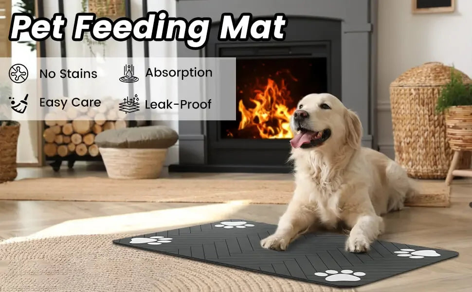 Absorbent Pet Feeding Mat – Waterproof Non-Slip Dog & Cat Placemat