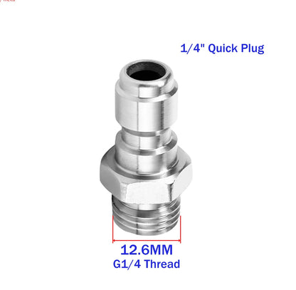 High Pressure Washer Quick Connect Plug & Coupler – Stainless Steel M14, M22 &amp; G1/4 Adapters