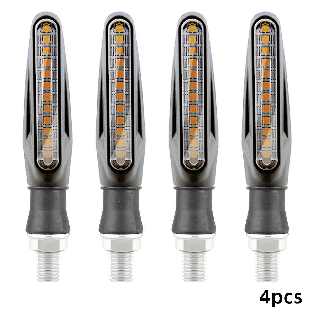 Universal LED Motorcycle Turn Signal Lights – 4-Pack Flowing Amber Indicators (12V)