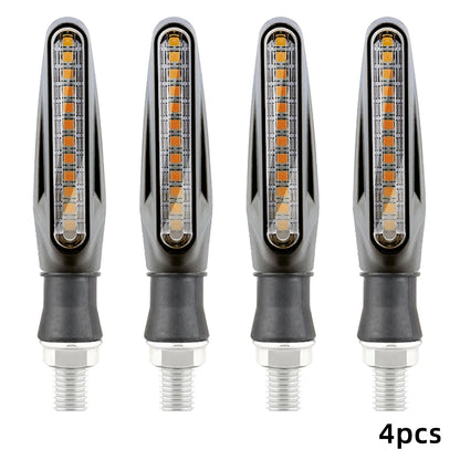 Universal LED Motorcycle Turn Signal Lights – 4-Pack Flowing Amber Indicators (12V)