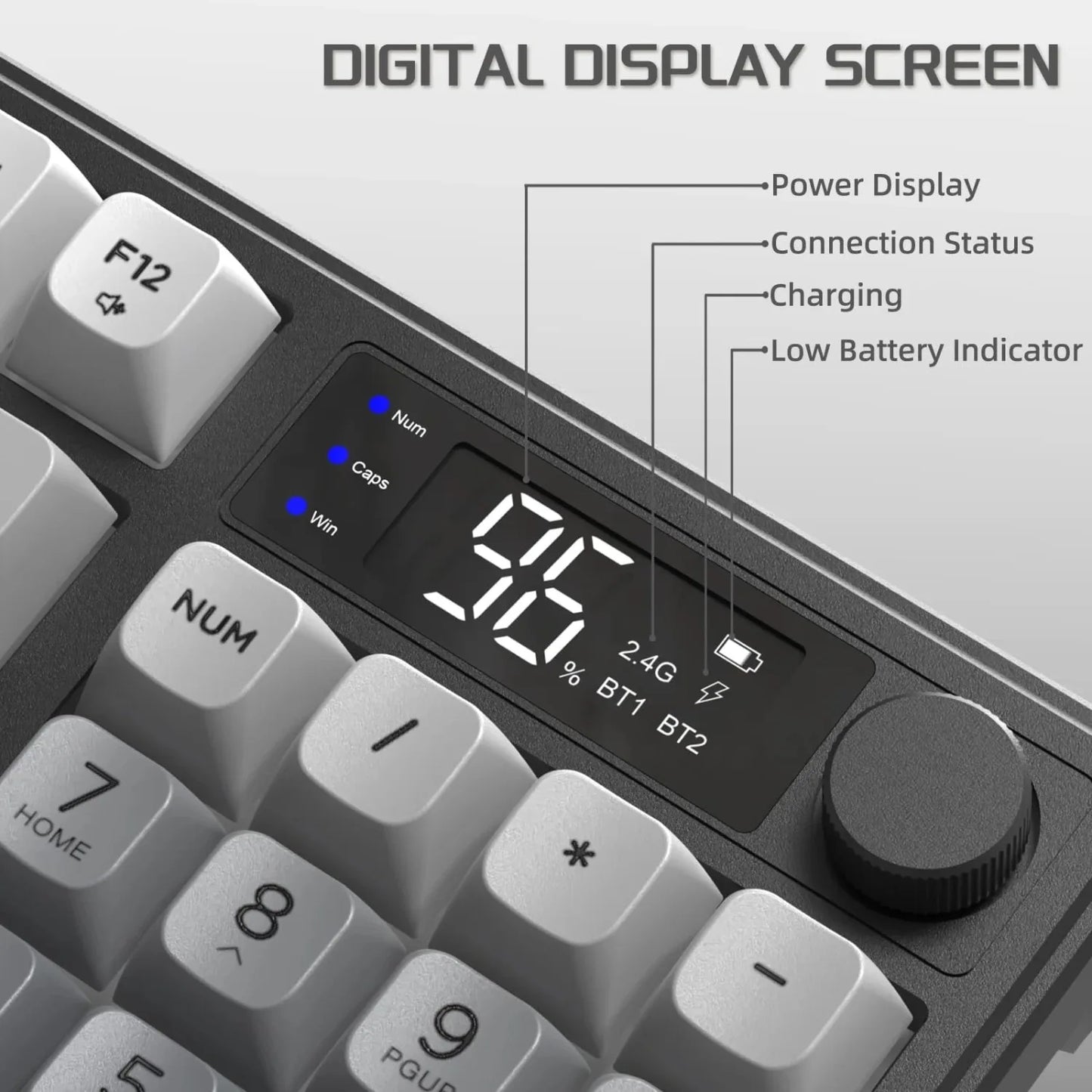 RGB Wireless Gaming Keyboard with Display & Multi-Device Connectivity
