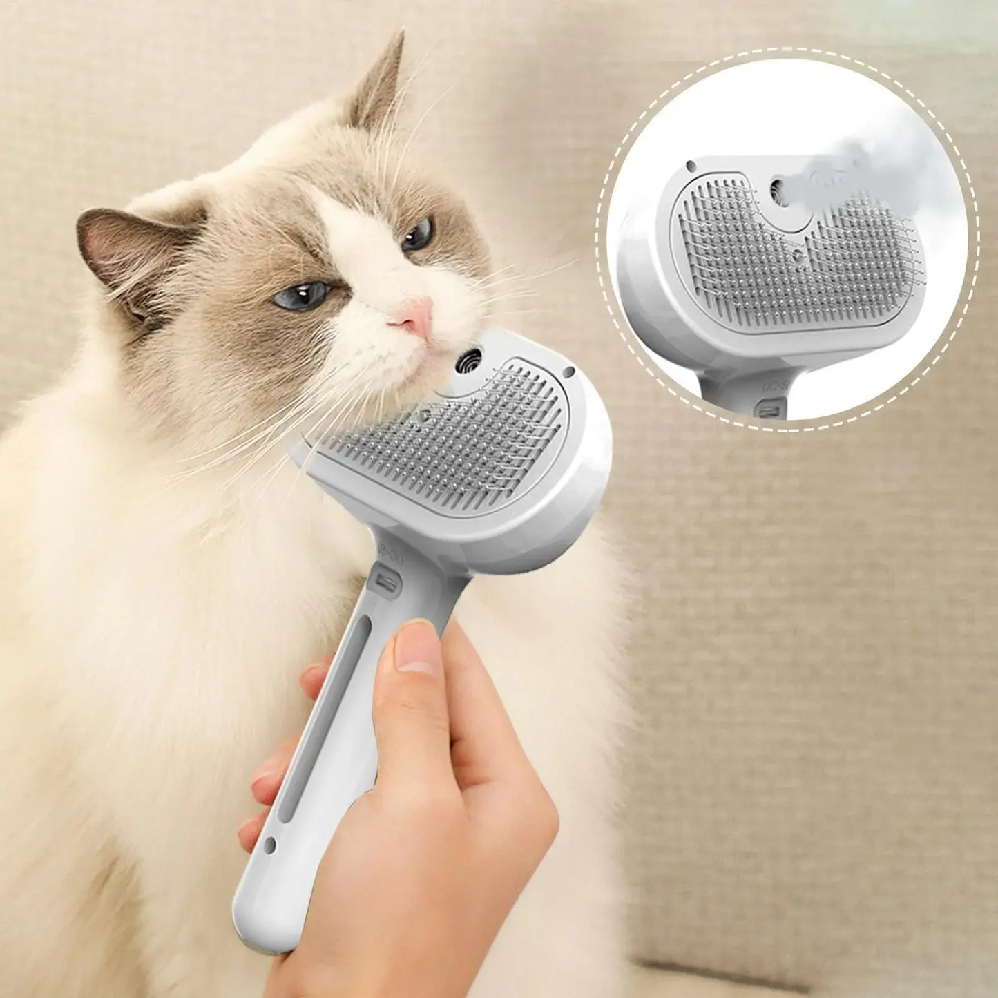Electric Steam Pet Brush – 3-in-1 Grooming Tool for Dogs & Cats