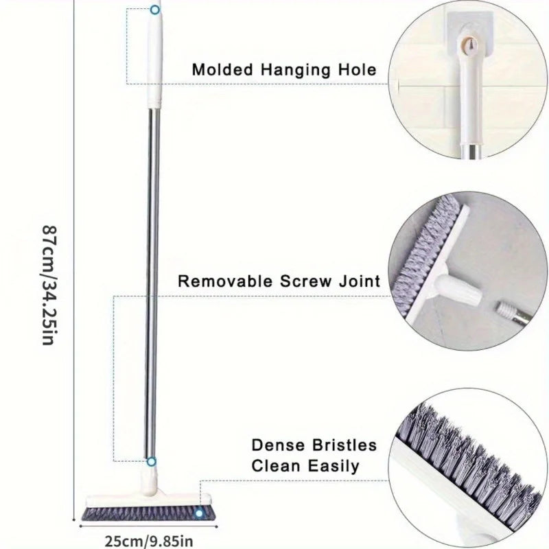 Long Handle Bathroom Scrub Brush – Hard Bristle Floor, Tile & Tub Cleaning Brush