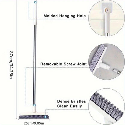 Long Handle Bathroom Scrub Brush – Hard Bristle Floor, Tile & Tub Cleaning Brush