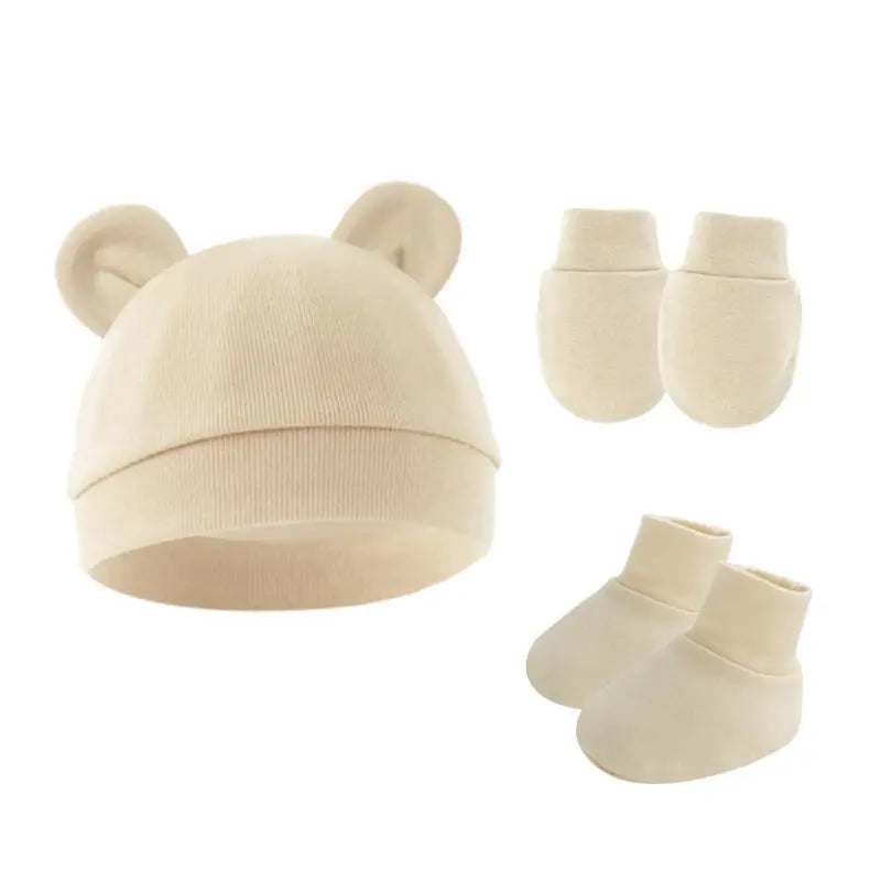 Newborn Baby Beanie & Mittens Set – Soft Cotton Hat & Gloves Gift Set