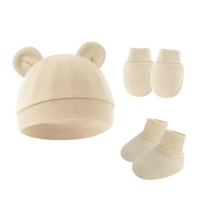 Newborn Baby Beanie & Mittens Set – Soft Cotton Hat & Gloves Gift Set