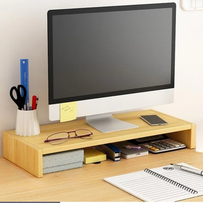 Wooden Monitor & Laptop Stand – Desktop Riser & Storage Shelf