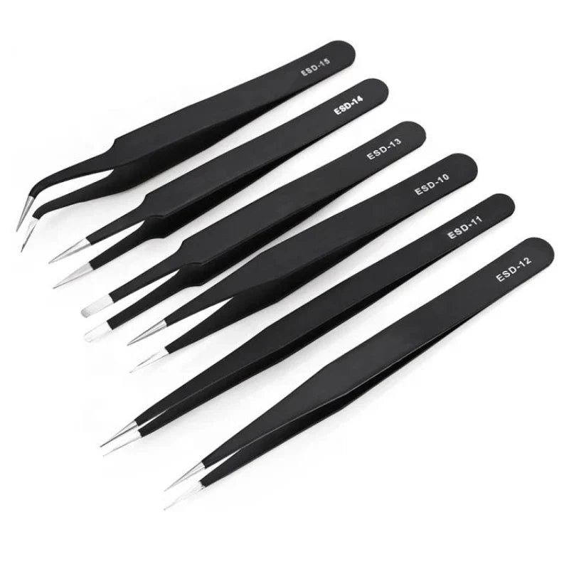 Anti-Static ESD Stainless Steel Curved Tweezers (6 different types available)