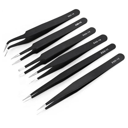 Anti-Static ESD Stainless Steel Curved Tweezers (6 different types available)