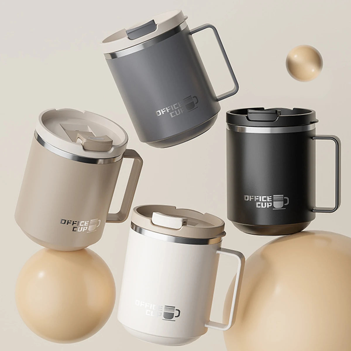 Double Wall Stainless Steel Coffee Mug – Leak-Proof Travel Cup with Handle