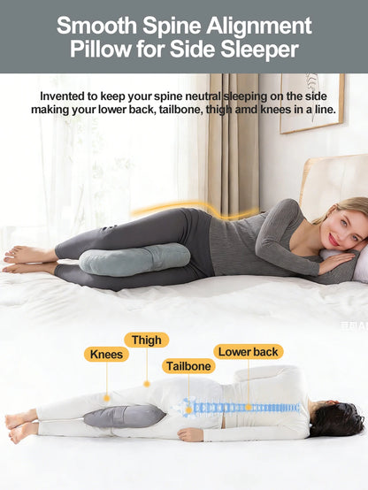Plush Knee Pillow for Side Sleepers – Leg Support Cushion with Adjustable Strap & Washable Cover