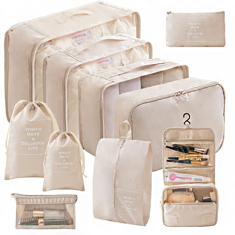 7/10-Piece Travel Packing Cube Set – Suitcase Organisers & Shoe Storage Bags