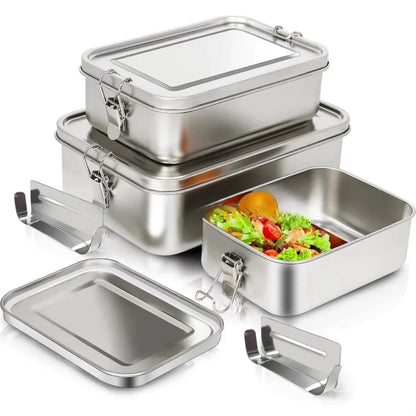Stainless Steel Bento Lunch Box – Leak-Resistant Food Storage Container with Lockable Clips