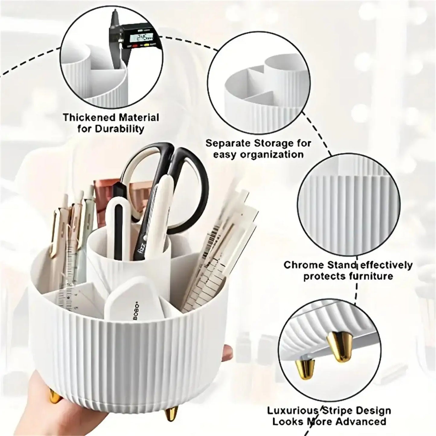 360° Rotating Makeup Organiser – Multi-Compartment Cosmetic Storage Holder