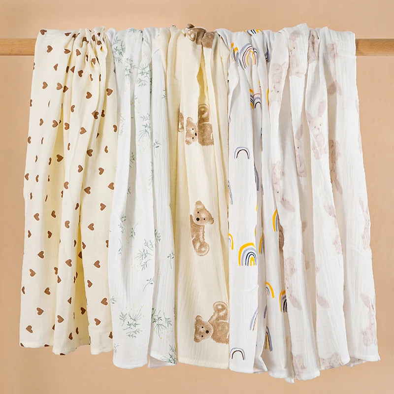Cotton Muslin Baby Swaddle Blanket – 100 x 100cm Newborn Receiving Blanket