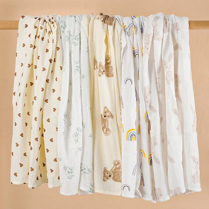Cotton Muslin Baby Swaddle Blanket – 100 x 100cm Newborn Receiving Blanket