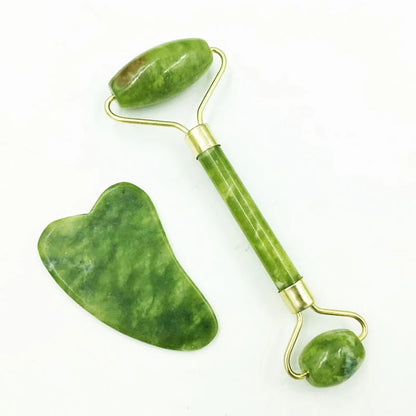 Natural Jade Facial Roller & Gua Sha Set – Beauty Massage Tool for Face & Skin Care