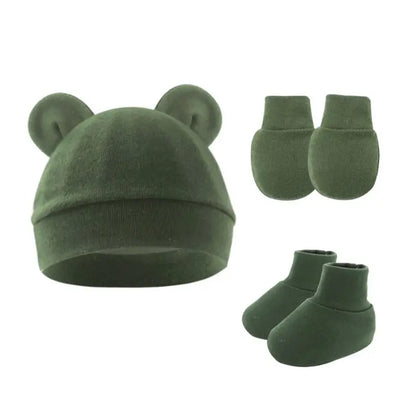 Newborn Baby Beanie & Mittens Set – Soft Cotton Hat & Gloves Gift Set