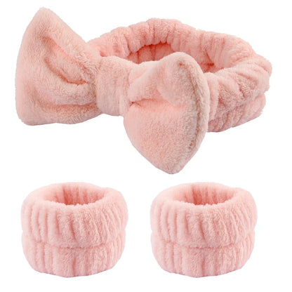 3-Piece Spa Headband & Wristband Set – Soft Absorbent Face Washing & Skincare Accessories