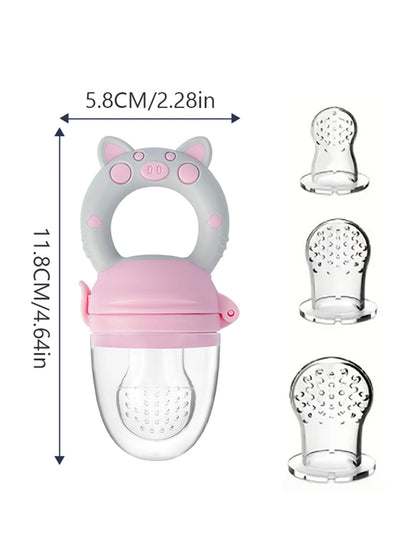 4-Pack Silicone Baby Fruit Feeder & Teether Set – Food Grade Feeding Pacifiers