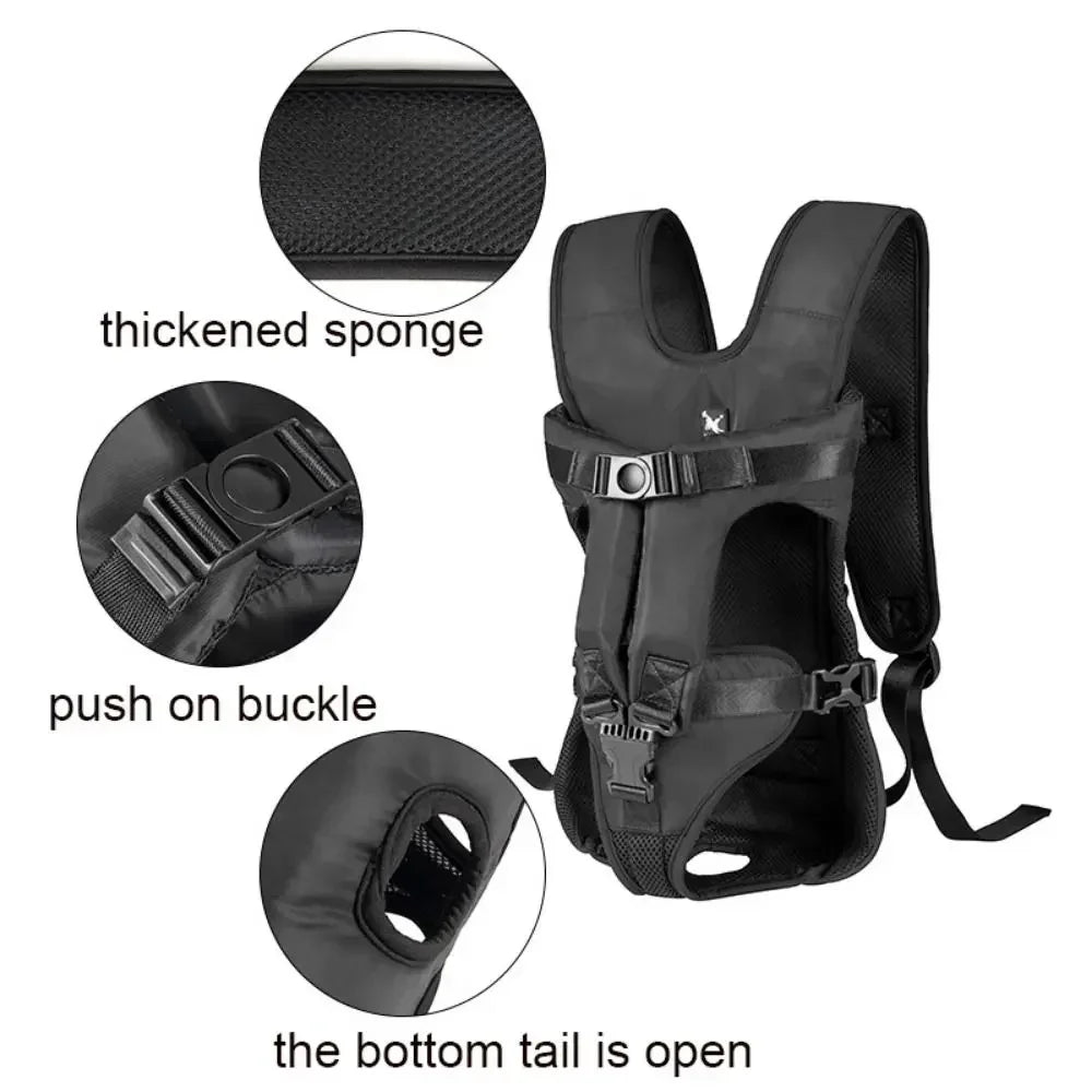 Hands-Free Front Dog & Cat Carrier Backpack – Adjustable Breathable Pet Travel Bag