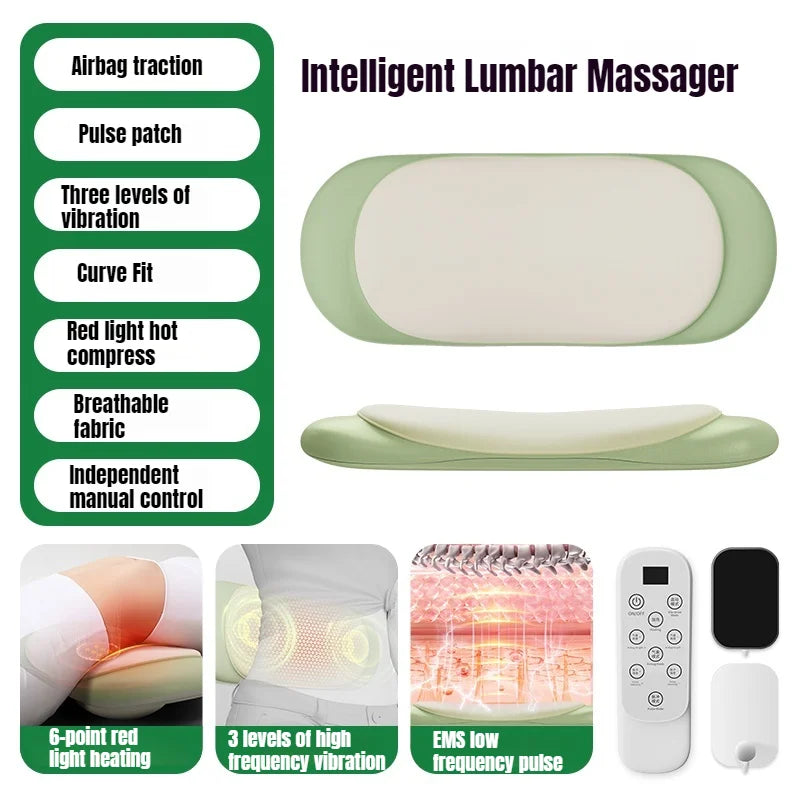 Lumbar Massager with Air Compression, Heat & Vibration – Waist Support Massage Belt