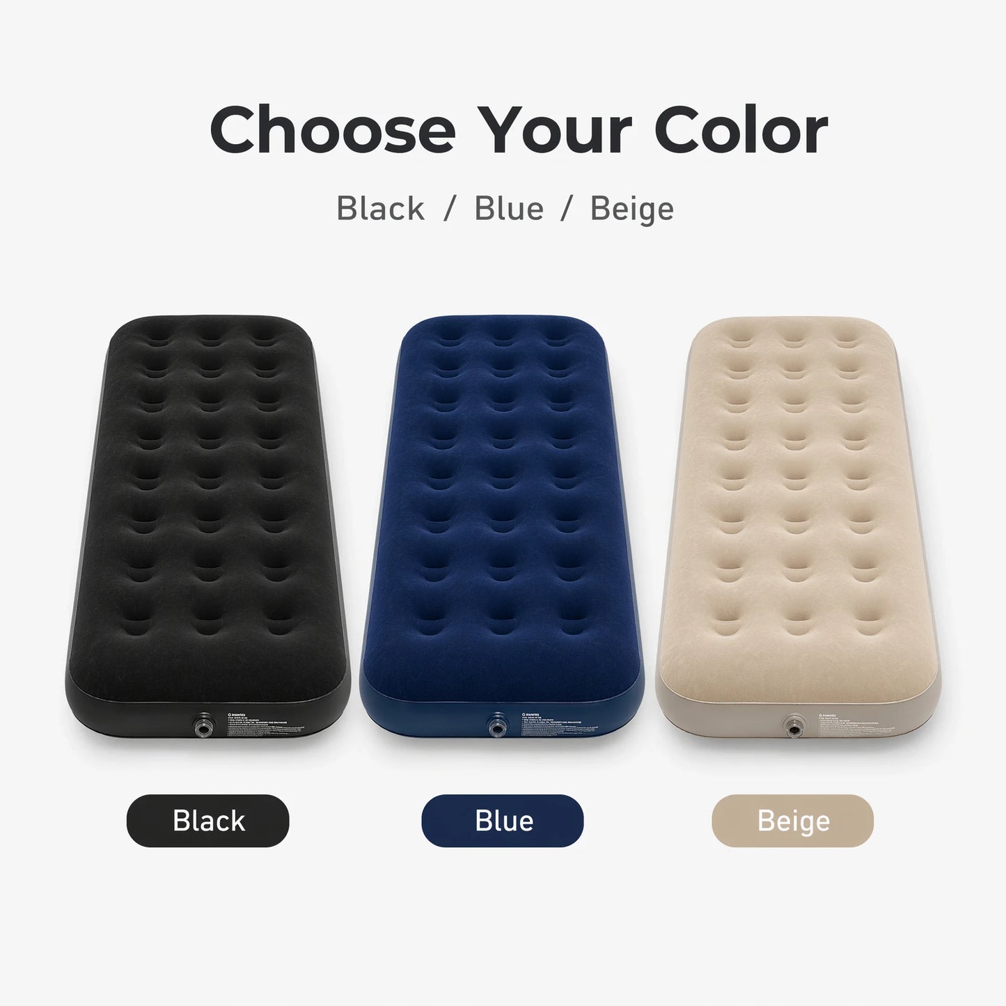 Single Inflatable Camping Air Mattress – Portable Flocked Air Bed for Camping & Travel