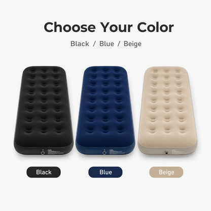 Single Inflatable Camping Air Mattress – Portable Flocked Air Bed for Camping & Travel