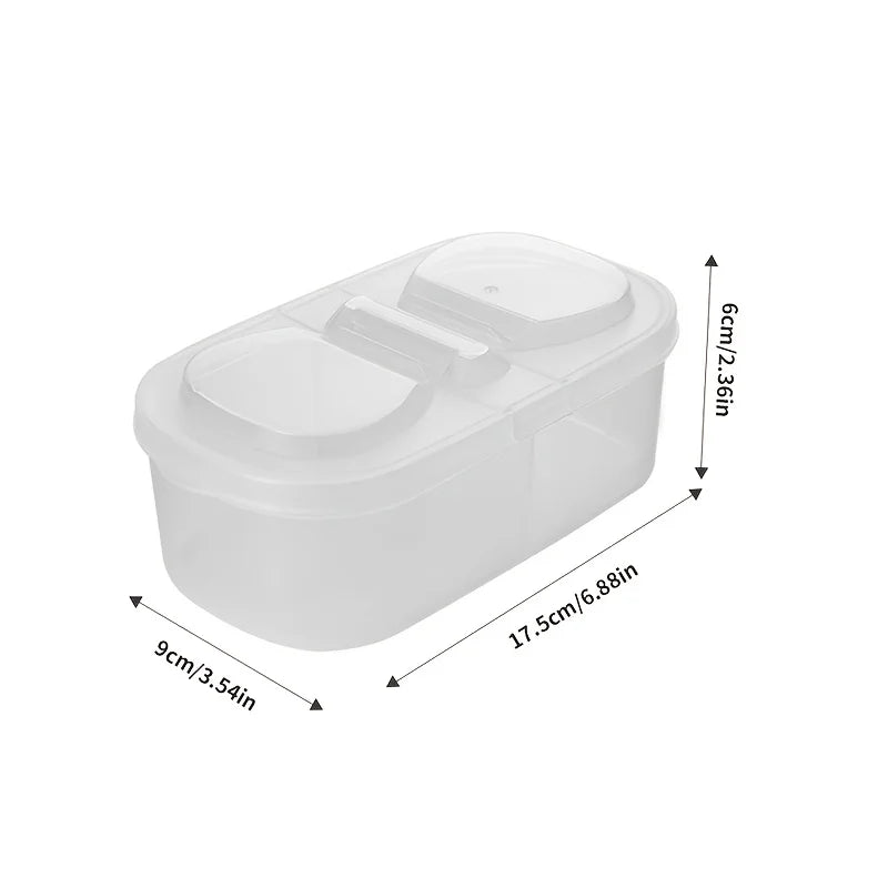 Dual Compartment Food Storage Container – Reusable Sealed Snack, Herb & Spice Box