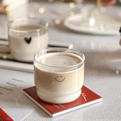 300ml Heart Glass Mug – Double Wall Heat-Resistant Coffee & Tea Cup