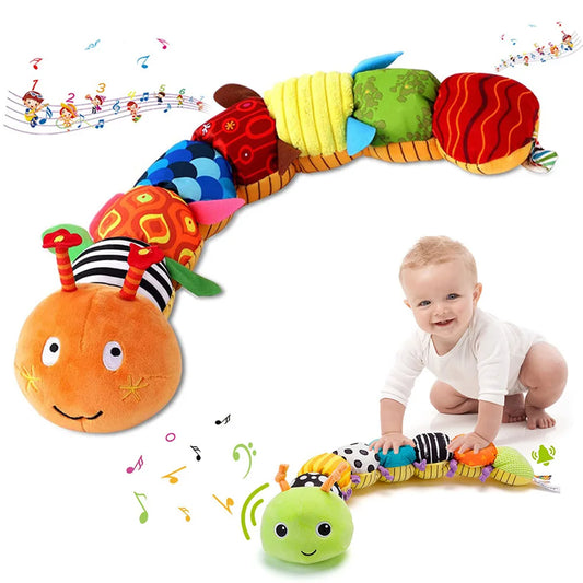 Musical Caterpillar Baby Rattle Toy – Soft Plush Sensory Activity Toy