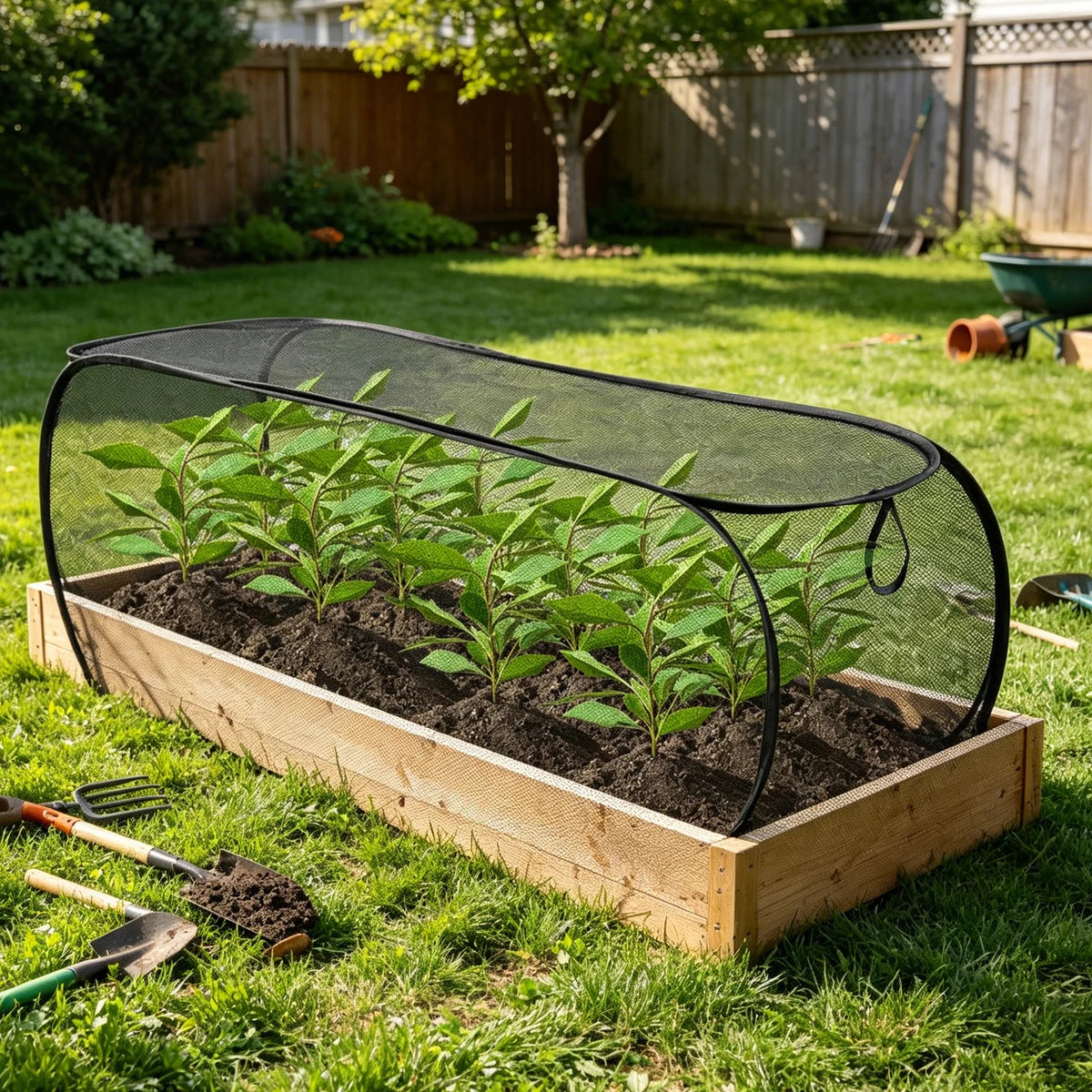 Pop-Up Mesh Plant Protection Cover – 120cm Garden Grow Net for Seedlings & Vegetables