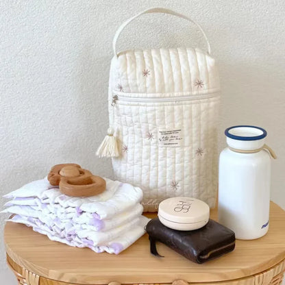 Quilted Baby Nappy Caddy Organiser – Portable Nursery & Stroller Storage Bag