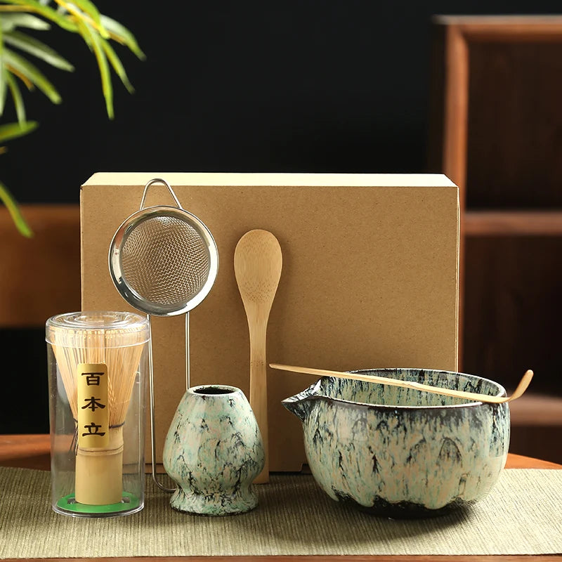 6-Piece Japanese Matcha Tea Set – Ceramic Bowl, Bamboo Whisk & Traditional Tea Ceremony Kit