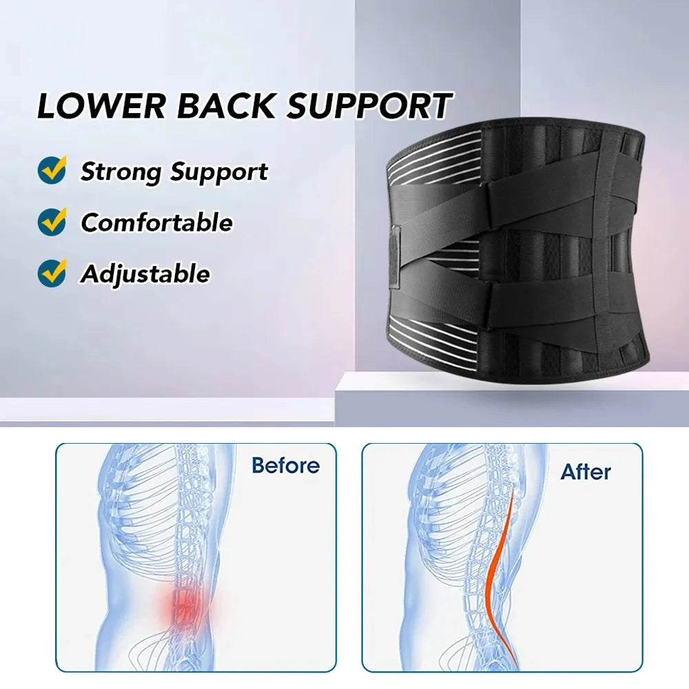 Adjustable Lumbar Support Belt – Double Pull Waist & Back Support Brace