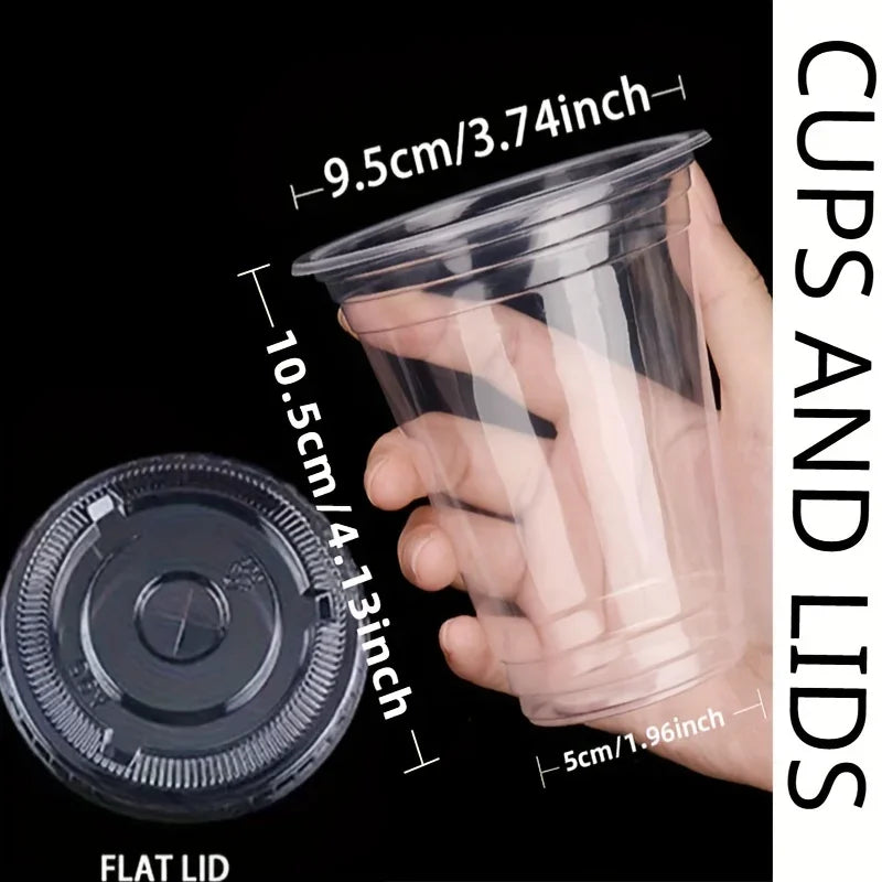 50-Pack Disposable Cold Drink Cups with Lids – Iced Coffee & Smoothie Cups