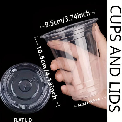 50-Pack Disposable Cold Drink Cups with Lids – Iced Coffee & Smoothie Cups