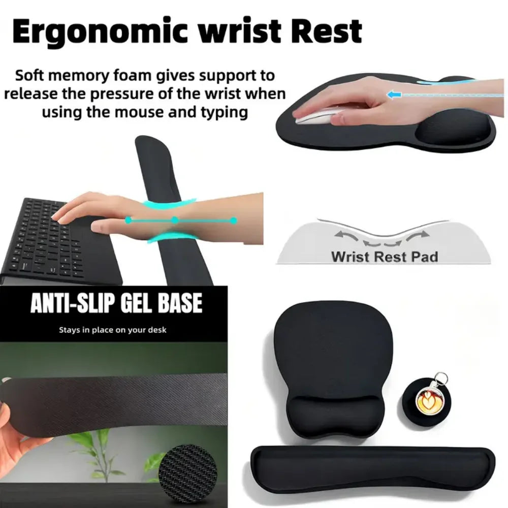 Ergonomic Keyboard Wrist Rest & Mouse Pad Set – 3-Piece Memory Foam Support Kit