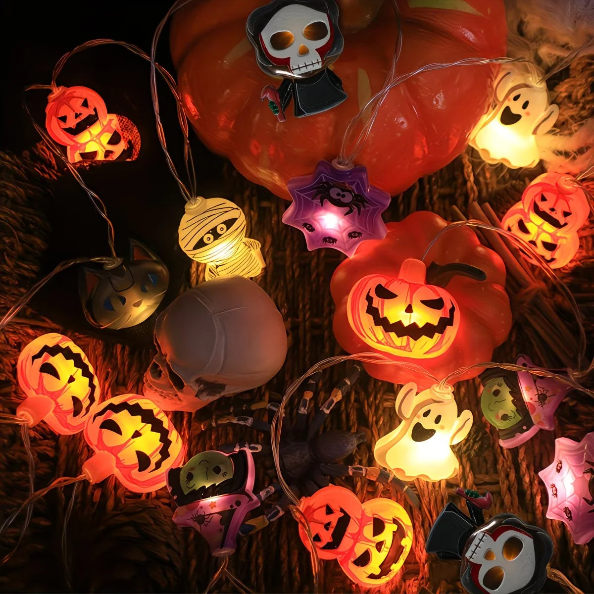 Halloween LED String Lights – Ghost, Pumpkin, Mummy, Skeleton & Spider Fairy Lights