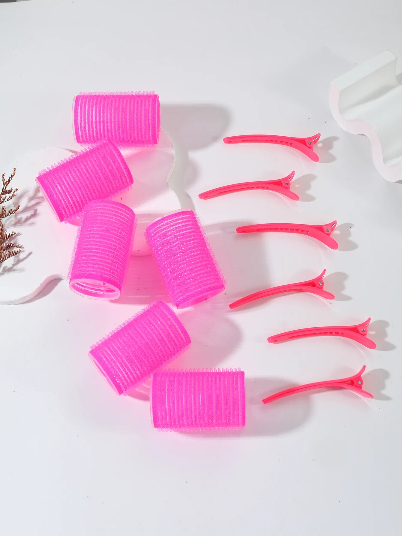 12-Piece Heatless Hair Curler Set – Self-Grip Rollers & Fringe Styling Clips