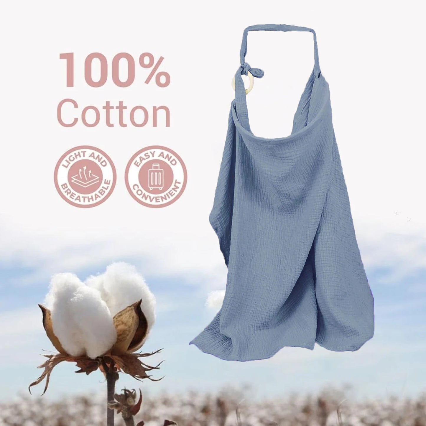 Breathable Muslin Nursing Cover – Arch Neckline Breastfeeding & Baby Cover