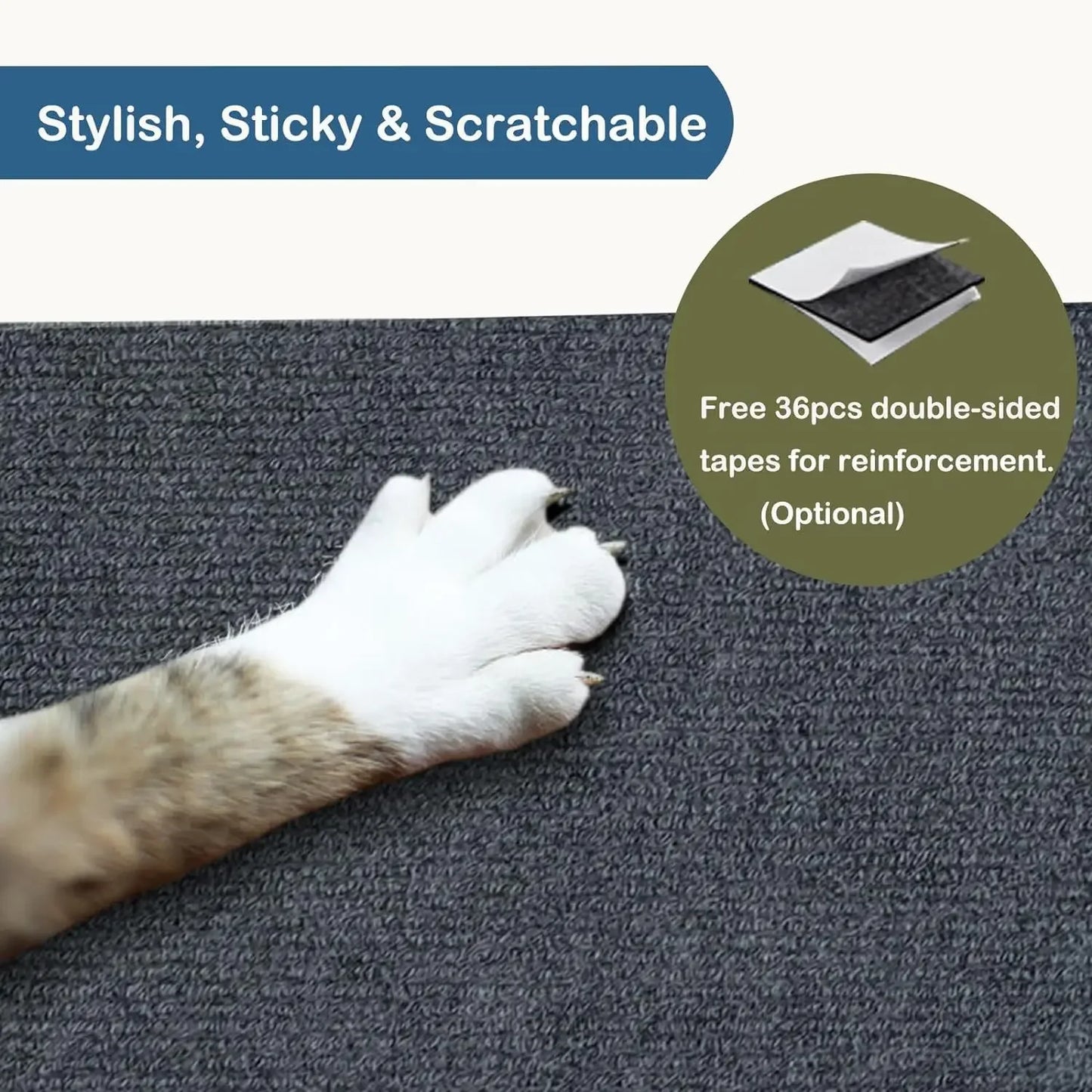 Self-Adhesive Cat Scratching Mat – Trimmable Furniture & Wall Protector
