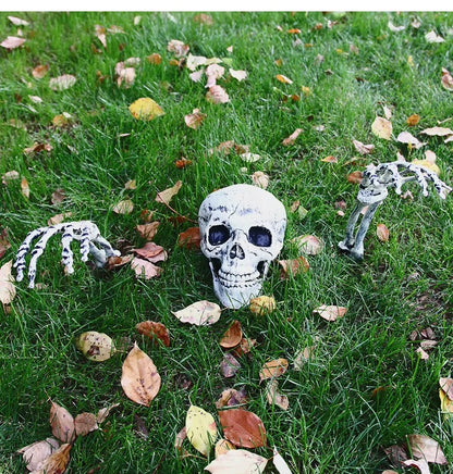 Skeleton Skull & Hands Garden Decoration – Halloween Outdoor Yard Prop