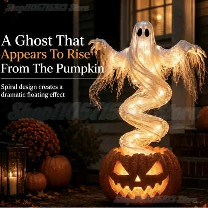 LED Ghost & Pumpkin Garden Stake – Light-Up Halloween Outdoor Decoration