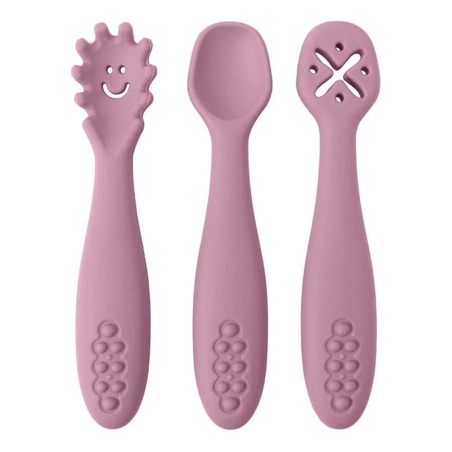 3-Piece Silicone Baby Learning Spoon Set – Self-Feeding & Weaning Utensils