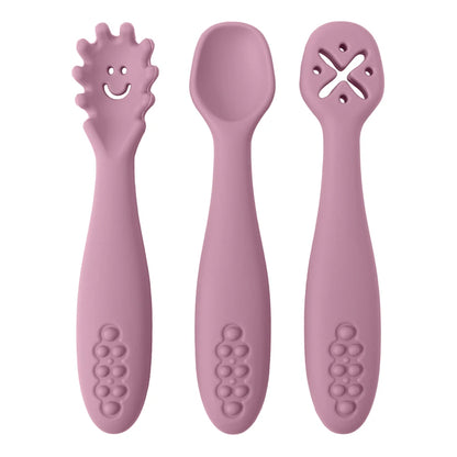3-Piece Silicone Baby Learning Spoon Set – Self-Feeding & Weaning Utensils