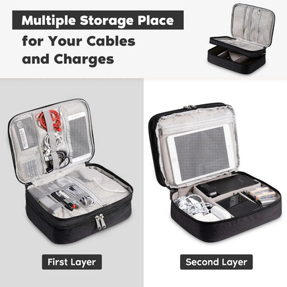 3-Layer Electronics Travel Organiser Bag – Waterproof Cable & Gadget Storage Case