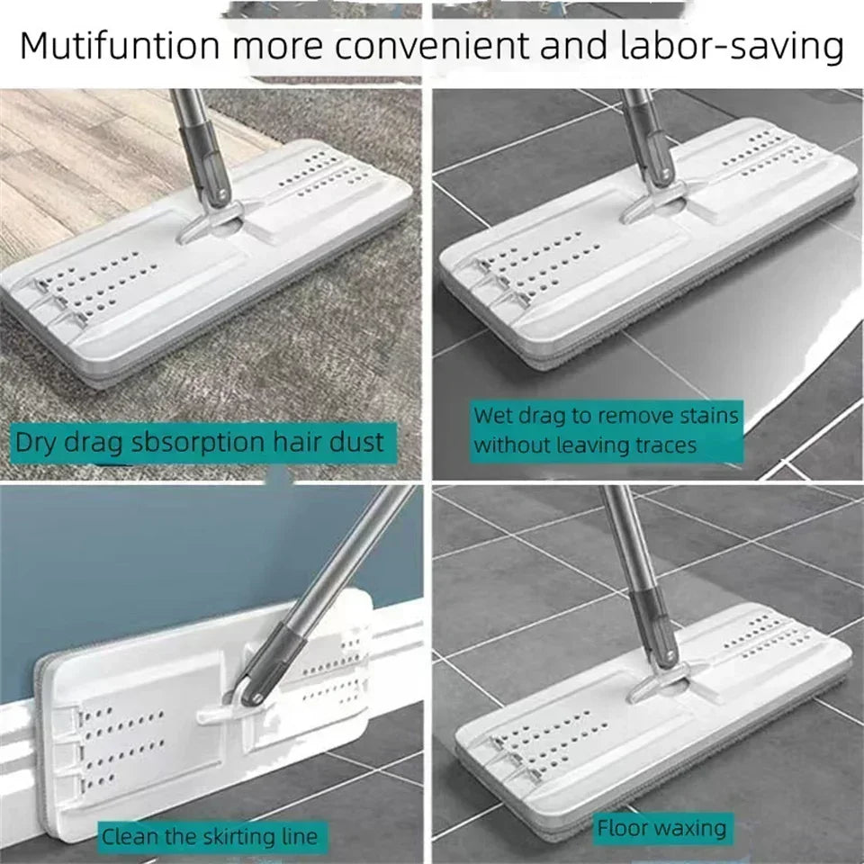 Self-Washing Flat Mop & Bucket Set – Hands-Free Microfiber Floor Cleaning System