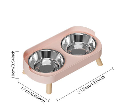 Colourful Stainless Steel Double Pet Bowl – Food & Water Feeding Station for Cats & Dogs